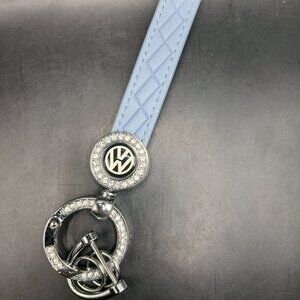 Volkswagen Blue Quilted and Rhinestone Keychain